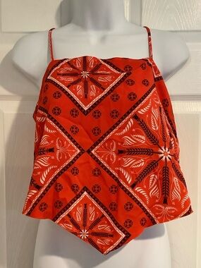 NWT COTTON ON Red Tie Back Bandanna Asymmetrical Festival Cute Summer Cami Top S